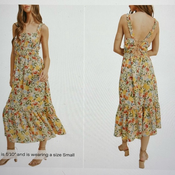 Lush Dresses & Skirts - NWT Lush Floral Ruffle Strap Maxi Dress Womens Sz Large Summer Tropical